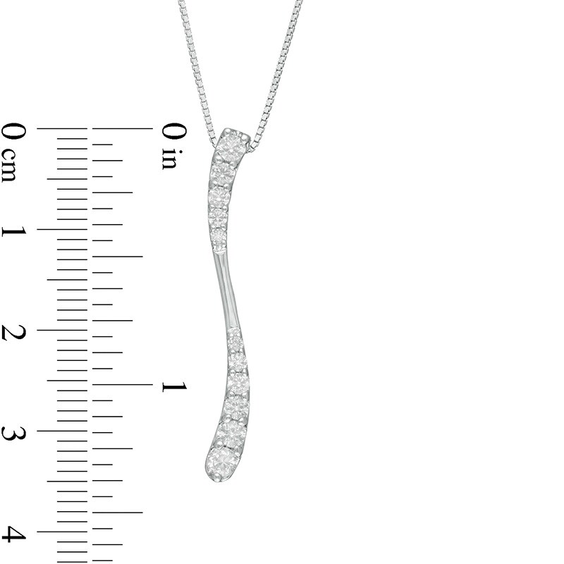 Main Image 4 of Previously Owned - 1/2 CT. T.W. Journey Diamond Linear Wave Pendant in 10K White Gold