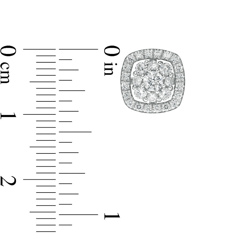 Main Image 3 of Previously Owned - 1 CT. T.W.  Lab-Grown Diamond Cushion Frame Stud Earrings in 14K White Gold (F/SI2)