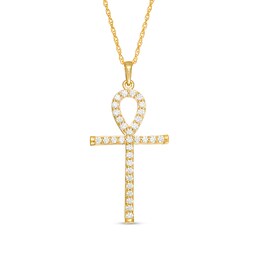 Previously Owned - 1/3 CT. T.W. Diamond Ankh Cross Pendant in 10K Gold