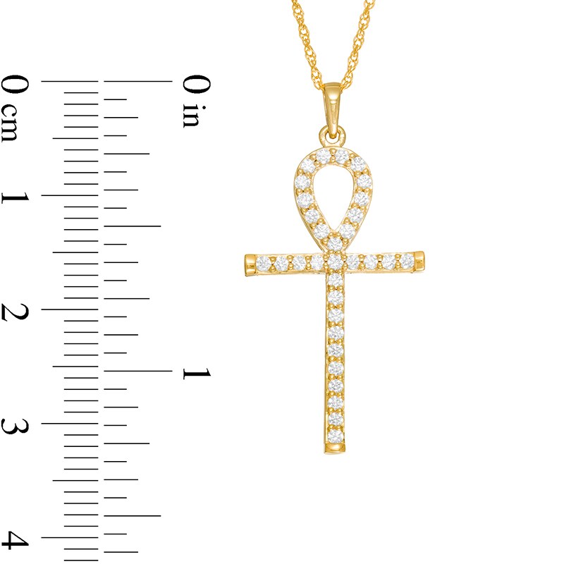 Main Image 3 of Previously Owned - 1/3 CT. T.W. Diamond Ankh Cross Pendant in 10K Gold