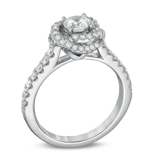 Previously Owned - Vera Wang Love Collection 1 CT. T.w. Diamond Swirl Frame Engagement Ring in 14K White Gold