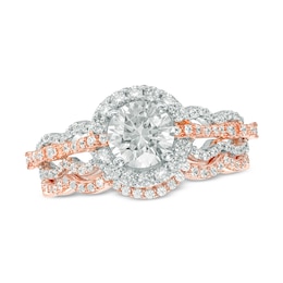Previously Owned - 1-1/2 CT. T.W. Diamond Frame Bridal Set in 14K Two-Tone Gold (H/SI2)
