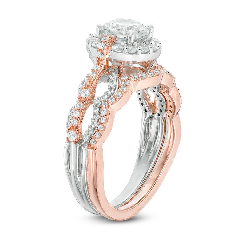 Main Image 2 of Previously Owned - 1-1/2 CT. T.W. Diamond Frame Bridal Set in 14K Two-Tone Gold (H/SI2)