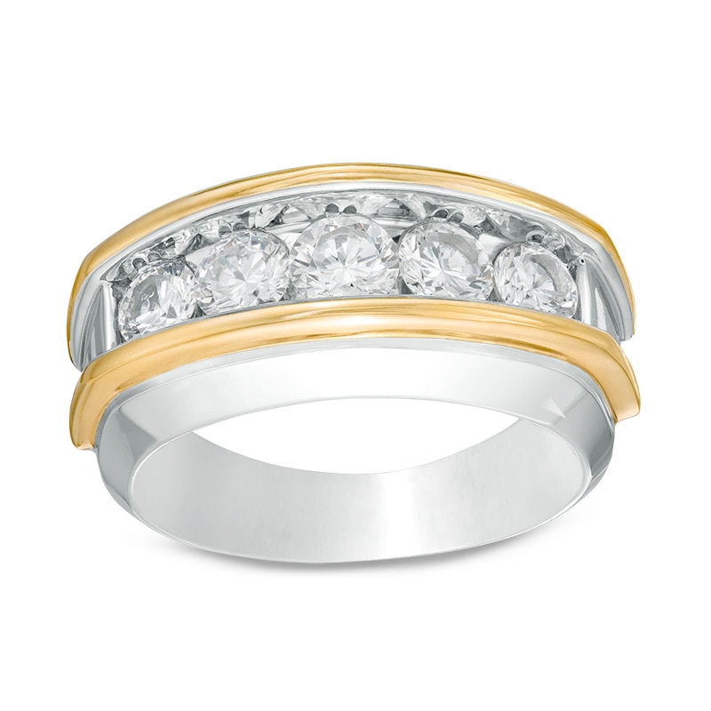 Main Image 1 of Previously Owned - 2 CT. T.W. Diamond Five Stone Wedding Band in 10K Two-Tone Gold
