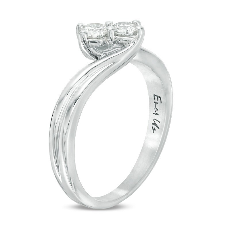 Main Image 2 of Previously Owned - Ever Us® 1/3 CT. T.W. Two-Stone Diamond Bypass Ring in 14K White Gold