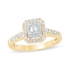 Thumbnail Image 1 of Previously Owned - 1/2 CT. T.W. Emerald-Cut Diamond Double Frame Engagement Ring in 14K Gold