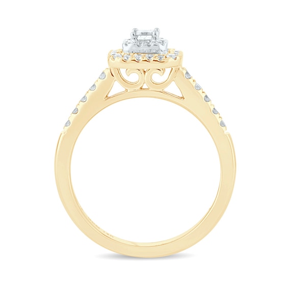 Previously Owned - 1/2 CT. T.w. Emerald-Cut Diamond Double Frame Engagement Ring in 14K Gold