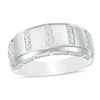 Thumbnail Image 1 of Previously Owned - 1/3 CT. T.W. Diamond Vertical Bar Station Wedding Band in 10K White Gold