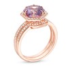 Thumbnail Image 3 of Previously Owned - Hexagonal Rose de France Amethyst and 1/3 CT. T.W. Diamond Frame Bridal Set in 14K Rose Gold