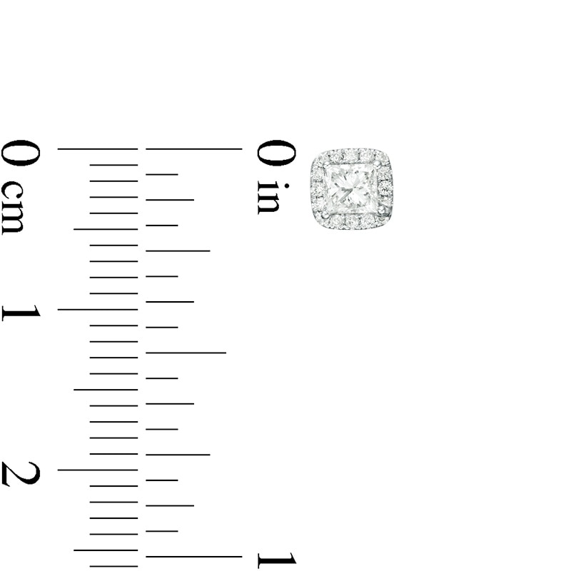 Main Image 3 of Previously Owned - 1/2 CT. T.W.  Princess-Cut Diamond Frame Stud Earrings in 14K White Gold (I/SI2)