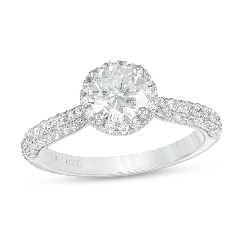 Main Image 1 of Previously Owned - Vera Wang Love Collection 1-5/8 CT. T.W. Diamond Frame Engagement Ring in 14K White Gold