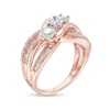 Thumbnail Image 3 of Previously Owned - 1 CT. T.W. Diamond Past Present Future® Slant Bypass Engagement Ring in 10K Rose Gold