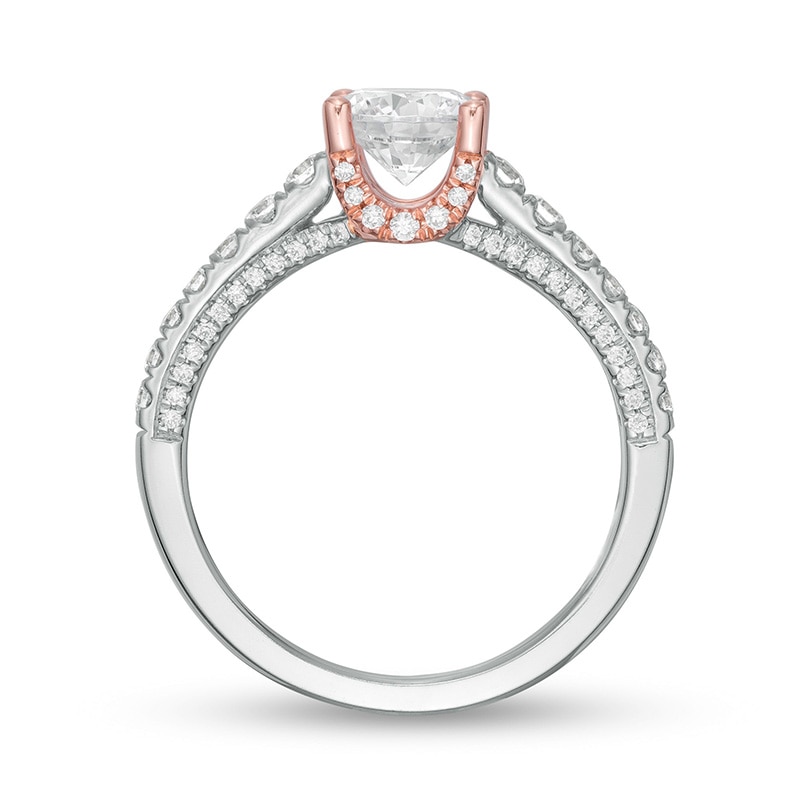 Main Image 3 of Previously Owned - Zales Private Collection 1-1/2 CT. T.W. Colourless Diamond Engagement Ring in 14K Two-Tone Gold