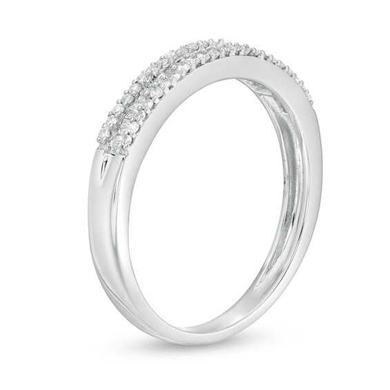 Previously Owned - 1/4 CT. T.w. Baguette and Round Diamond Multi-Row Band in 14K White Gold