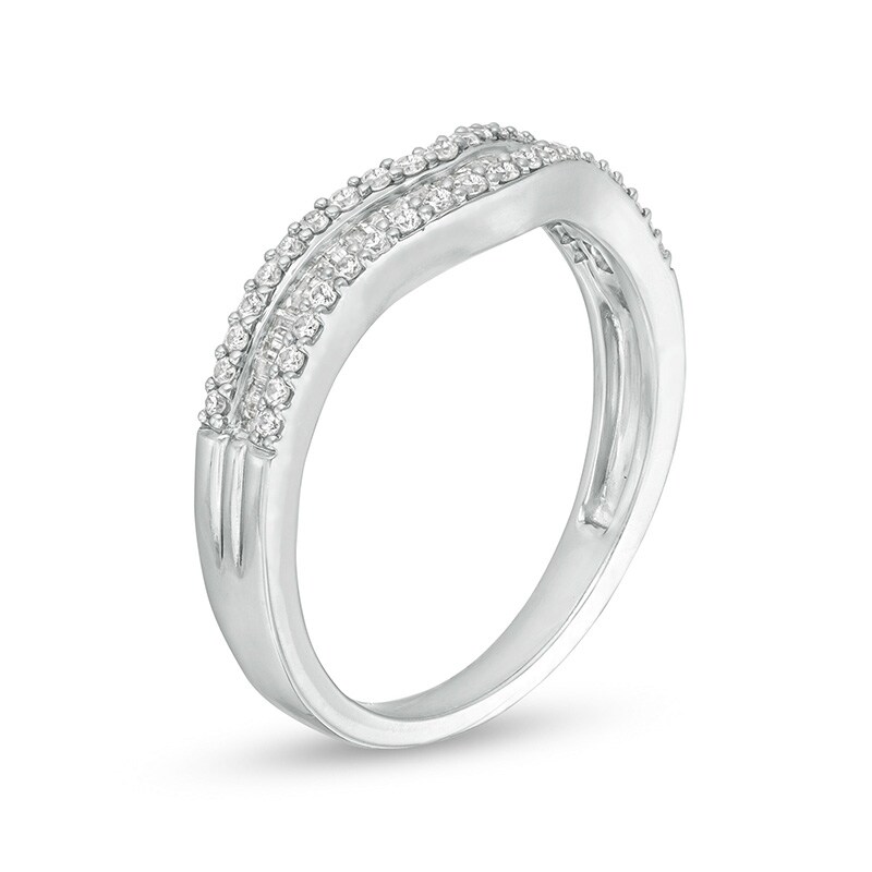 Main Image 3 of Previously Owned - 1/3 CT. T.W. Baguette and Round Diamond Contour Anniversary Band in 14K White Gold