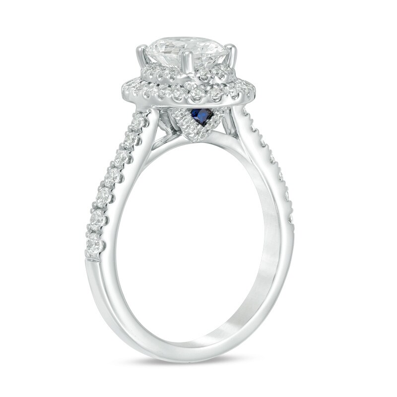 Main Image 2 of Previously Owned - Vera Wang Love Collection 1-5/8 CT. T.W. Oval Diamond Frame Engagement Ring in 14K White Gold