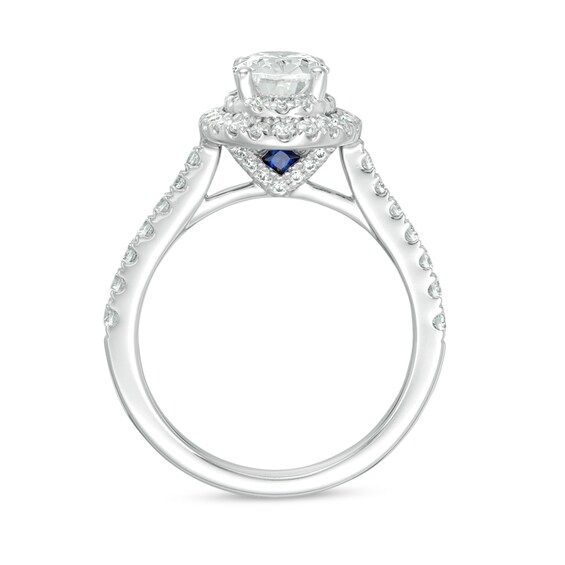 Previously Owned - Vera Wang Love Collection 1-5/8 CT. T.w. Oval Diamond Frame Engagement Ring in 14K White Gold