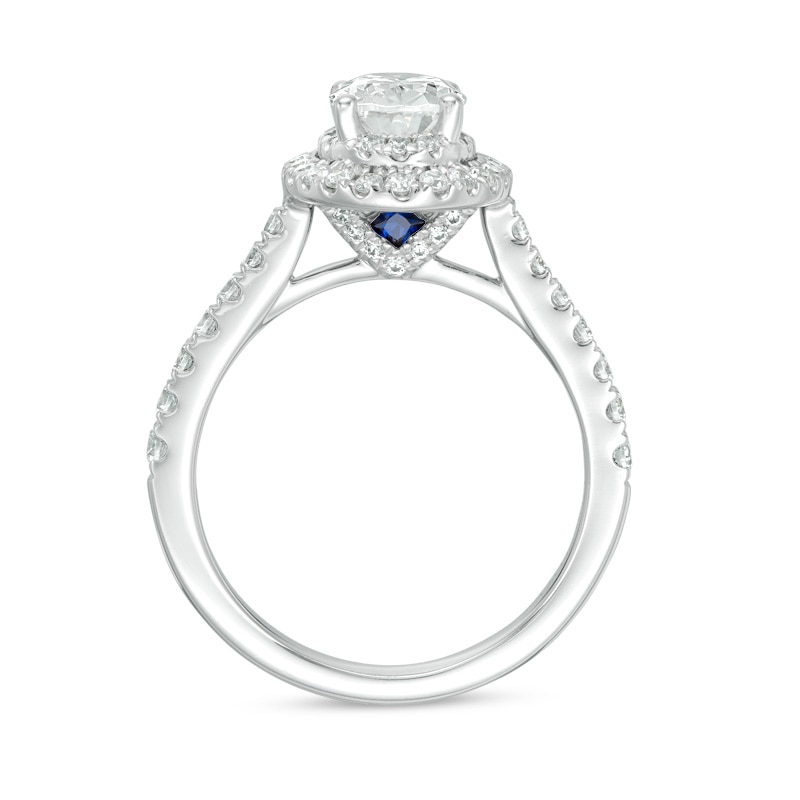 Main Image 3 of Previously Owned - Vera Wang Love Collection 1-5/8 CT. T.W. Oval Diamond Frame Engagement Ring in 14K White Gold