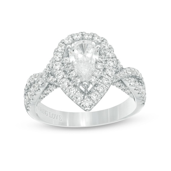 Previously Owned - Vera Wang Love Collection 1-5/8 CT. T.w. Pear-Shaped Diamond Twist Engagement Ring in 14K White Gold