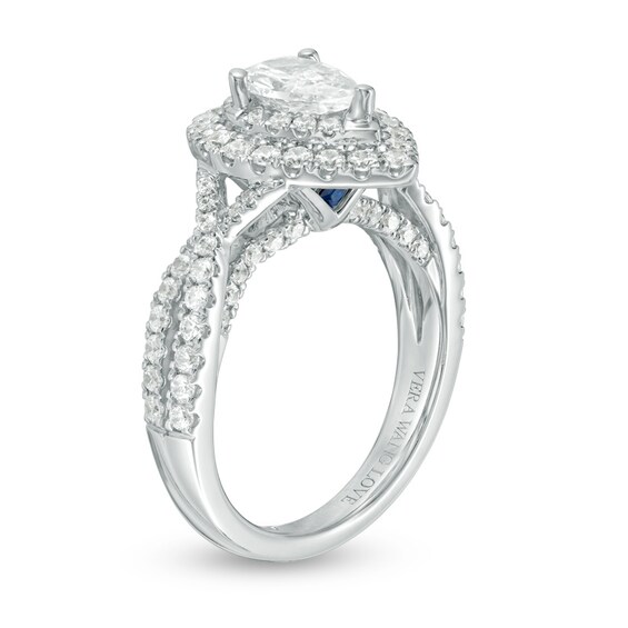 Previously Owned - Vera Wang Love Collection 1-5/8 CT. T.w. Pear-Shaped Diamond Twist Engagement Ring in 14K White Gold