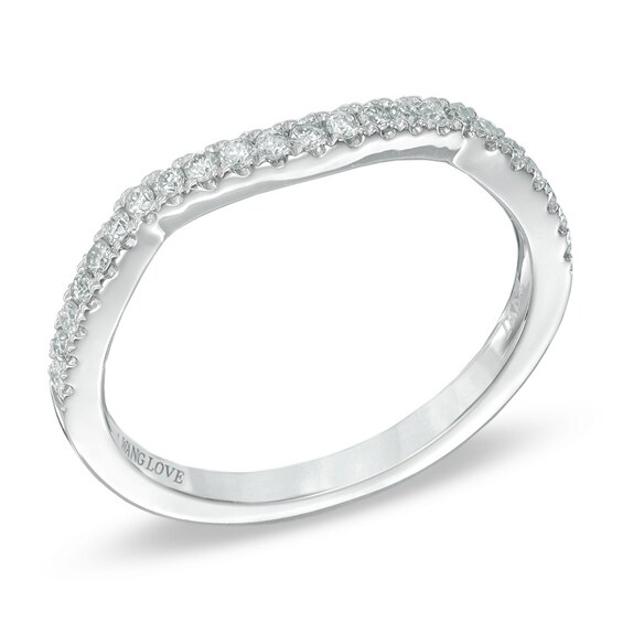 Previously Owned - Vera Wang Love Collection 1/5 CT. T.w. Diamond Contour Wedding Band in 14K White Gold