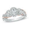 Thumbnail Image 1 of Previously Owned - Vera Wang Love Collection 1 CT. T.W. Oval Diamond Three Stone Engagement Ring in 14K Two-Tone Gold