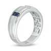 Thumbnail Image 3 of Previously Owned - Vera Wang Men's 1/4 CT. T.W. Square-Cut Diamond and Sapphire Band in 14K White Gold