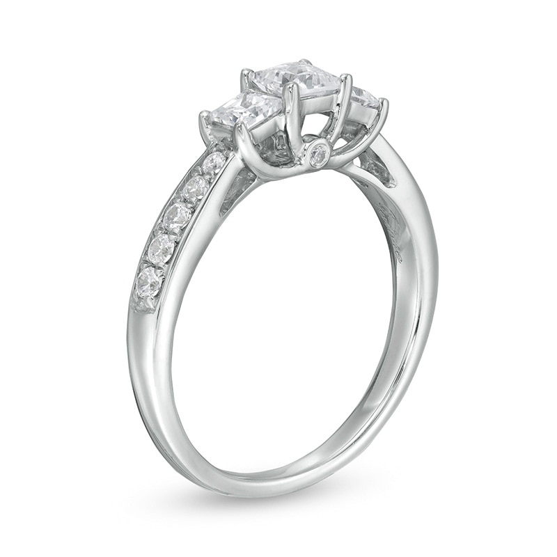 Main Image 3 of Previously Owned - 1 CT. T.W. Princess-Cut Diamond Past Present Future® Engagement Ring in 10K White Gold