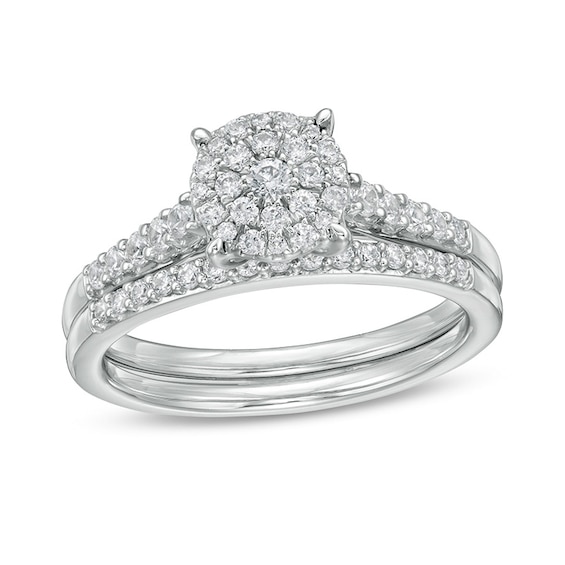 Previously Owned - 1/2 CT. T.w. Composite Diamond Bridal Set in 10K White Gold