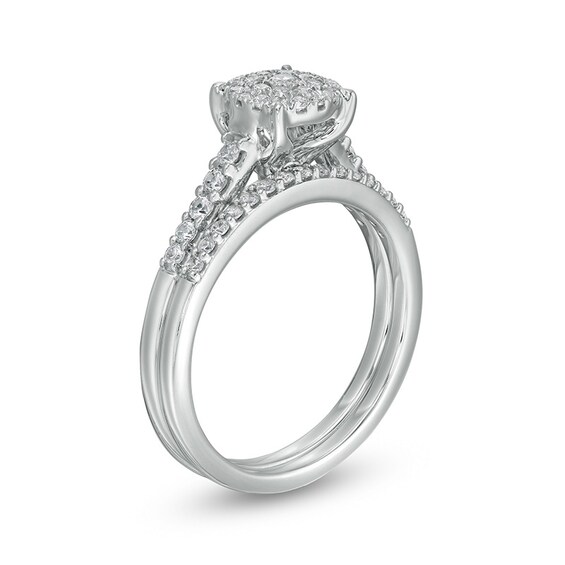 Previously Owned - 1/2 CT. T.w. Composite Diamond Bridal Set in 10K White Gold
