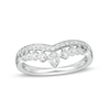 Thumbnail Image 1 of Previously Owned - 1/3 CT. T.W. Diamond Crown Contour Wedding Band in 14K White Gold