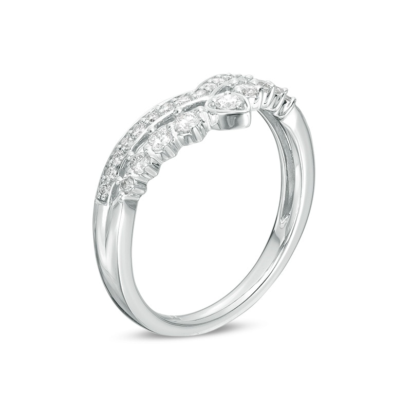 Main Image 2 of Previously Owned - 1/3 CT. T.W. Diamond Crown Contour Wedding Band in 14K White Gold