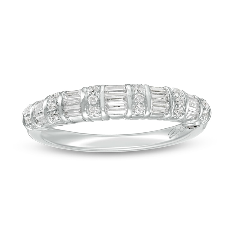 Main Image 1 of Previously Owned - Marilyn Monroe™ Collection 3/8 CT. T.W. Baguette and Round Diamond Multi-Row Band in 14K White Gold