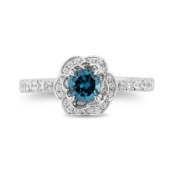 Previously Owned - Enchanted Disney Cinderella London Blue Topaz and 1/3 CT. T.w. Diamond Frame Ring in 14K White Gold