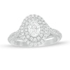 Thumbnail Image 1 of Previously Owned - Vera Wang Love Collection 1 CT. T.W. Oval Diamond Double Frame Engagement Ring in 14K White Gold