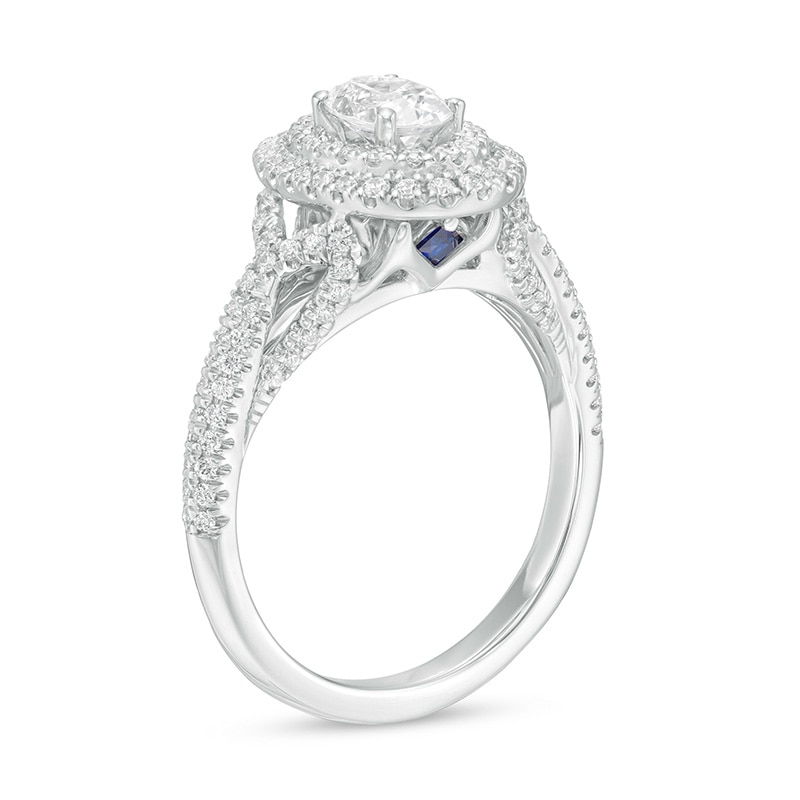 Main Image 3 of Previously Owned - Vera Wang Love Collection 1 CT. T.W. Oval Diamond Double Frame Engagement Ring in 14K White Gold