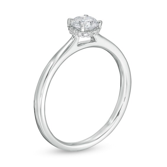 Previously Owned - 3/8 CT. T.w. Diamond Frame Engagement Ring in 14K White Gold (I/I2)