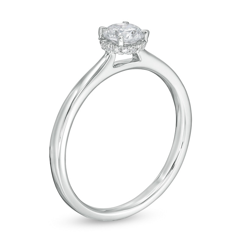 Main Image 3 of Previously Owned - 3/8 CT. T.W. Diamond Frame Engagement Ring in 14K White Gold (I/I2)