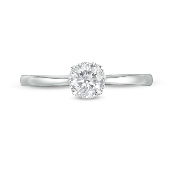 Previously Owned - 3/8 CT. T.w. Diamond Frame Engagement Ring in 14K White Gold (I/I2)