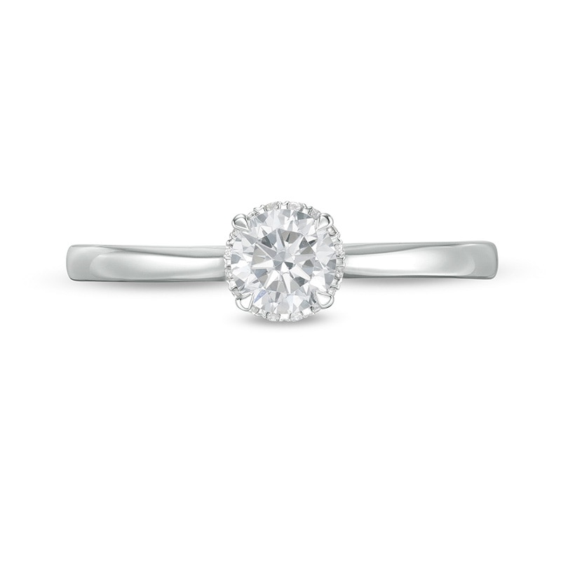 Main Image 4 of Previously Owned - 3/8 CT. T.W. Diamond Frame Engagement Ring in 14K White Gold (I/I2)