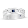 Thumbnail Image 1 of Previously Owned - Vera Wang Men's Square-Cut Sapphire and 3/4 CT. T.W. Diamond Band in 14K White Gold
