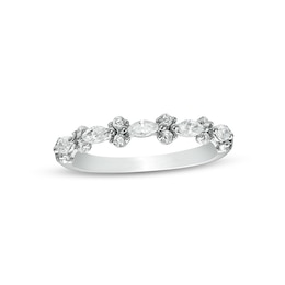 Previously Owned - 1/2 CT. T.W. Marquise and Round Diamond Sideways Alternating Band in 14K White Gold