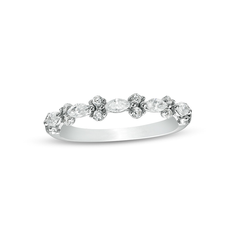 Main Image 1 of Previously Owned - 1/2 CT. T.W. Marquise and Round Diamond Sideways Alternating Band in 14K White Gold