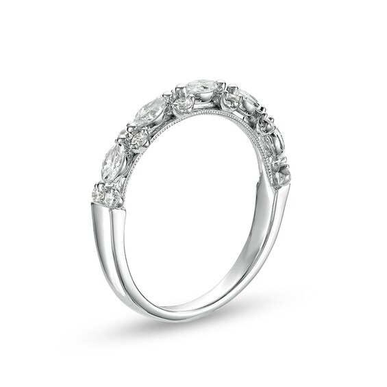 Previously Owned - 1/2 CT. T.w. Marquise and Round Diamond Sideways Alternating Band in 14K White Gold