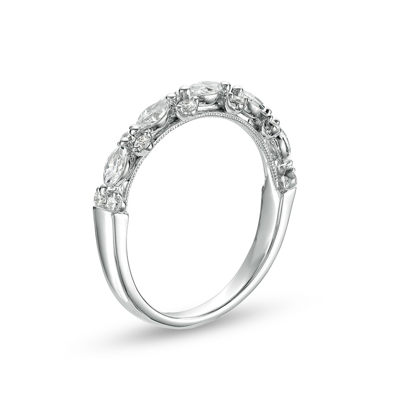 Main Image 2 of Previously Owned - 1/2 CT. T.W. Marquise and Round Diamond Sideways Alternating Band in 14K White Gold