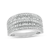 Thumbnail Image 1 of Previously Owned - 1/2 CT. T.W. Baguette and Round Diamond Vintage-Style Multi-Row Anniversary Band in 10K White Gold