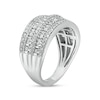 Thumbnail Image 3 of Previously Owned - 1/2 CT. T.W. Baguette and Round Diamond Vintage-Style Multi-Row Anniversary Band in 10K White Gold