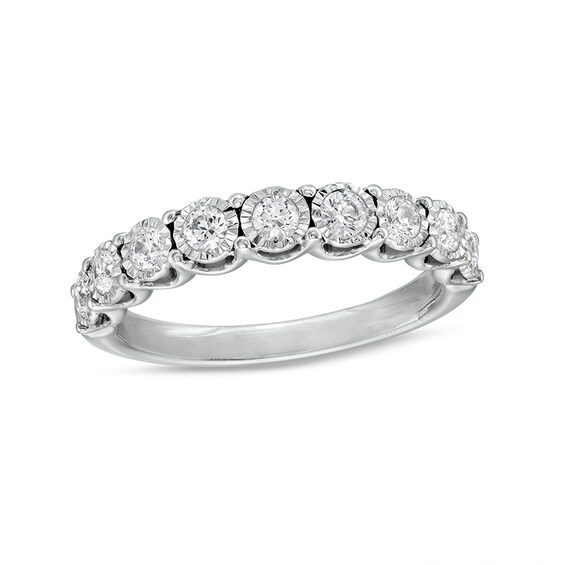 Previously Owned - 1/2 CT. T.w. Diamond Nine Stone Anniversary Band in 10K White Gold