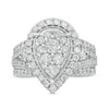 Thumbnail Image 1 of Previously Owned - 2 CT. T.W. Pear Multi-Diamond Frame Vintage-Style Split Shank Engagement Ring in 10K White Gold