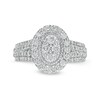Thumbnail Image 4 of Previously Owned - 1 CT. T.W. Composite Oval Diamond Frame Vintage-Style Engagement Ring in 10K White Gold